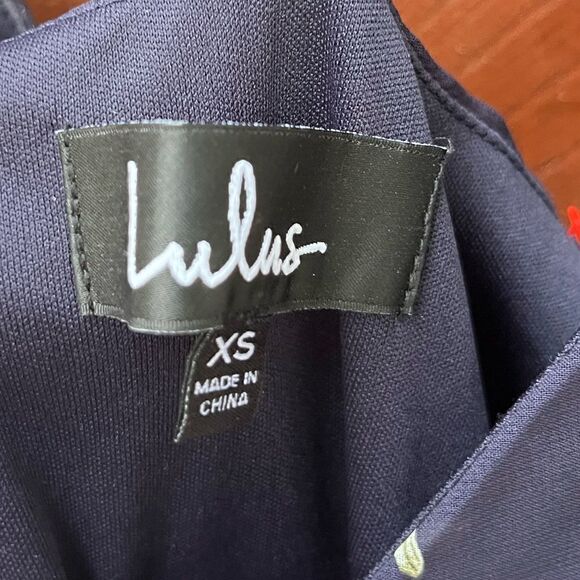 Lulus All Mine Navy Blue Floral Print High Low Wrap Dress Size XS - Picture 3 of 4